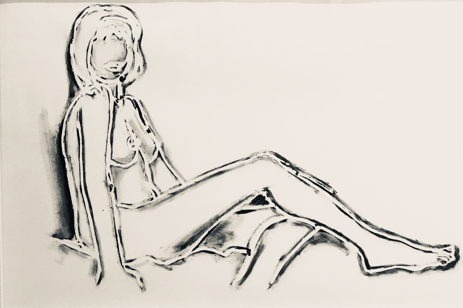 Monica Sitting, One Leg On The Other