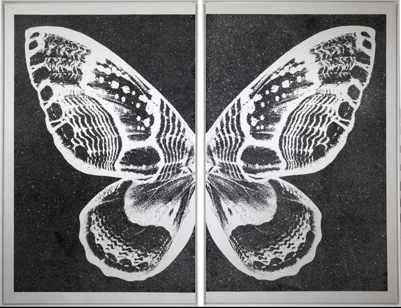 Diptych Hybrid Butterfly I - Silver on Black - AP1/1