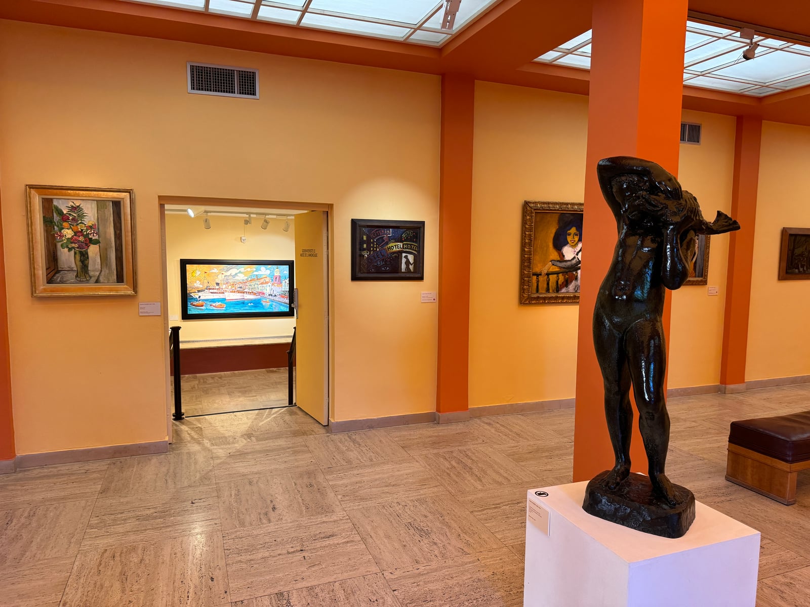 Exhibition view at the Musée de l'Annonciade: Alain Godon's reinterpretation hung among the museum's collection, beside a bronze