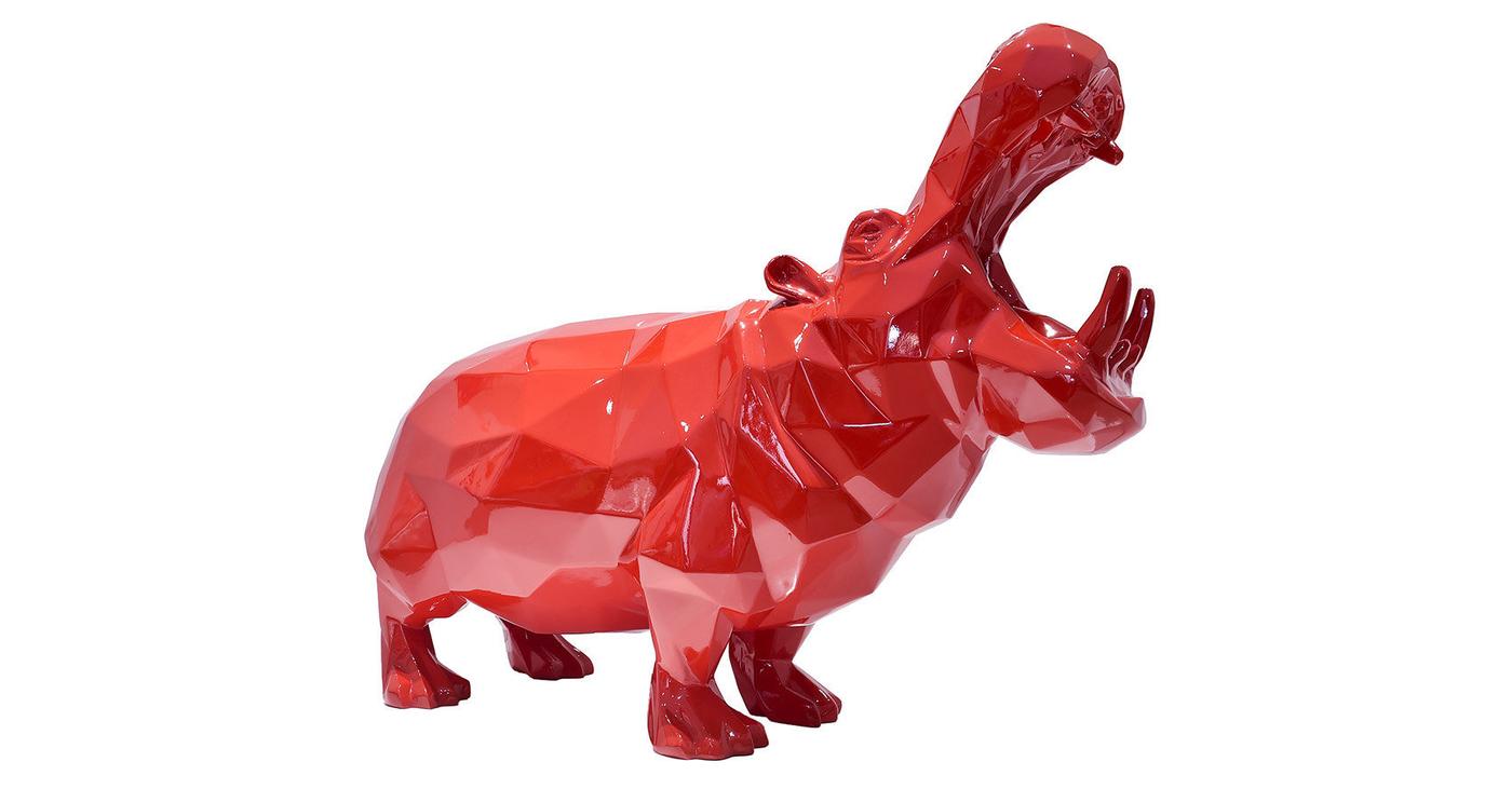 120 cm Hippo Red Resin