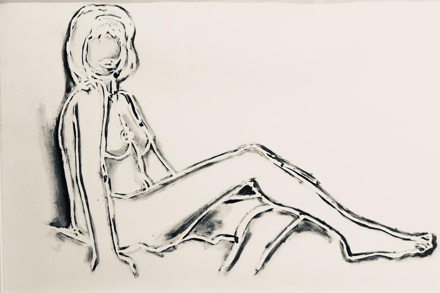 Monica Sitting, One Leg On The Other