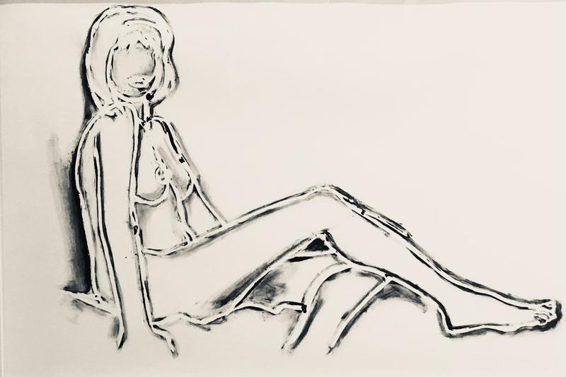 Monica Sitting, One Leg On The Other