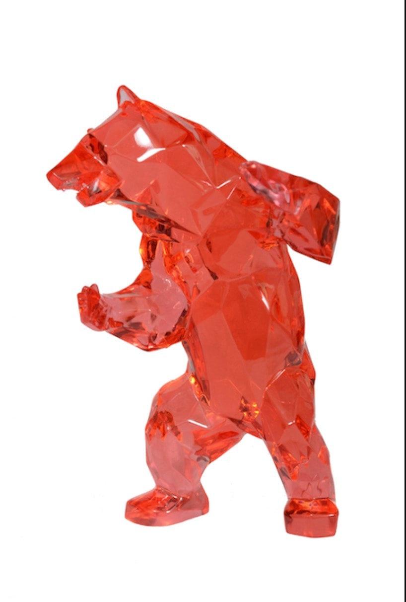 70 cm Standing Bear Red Crystal Clear