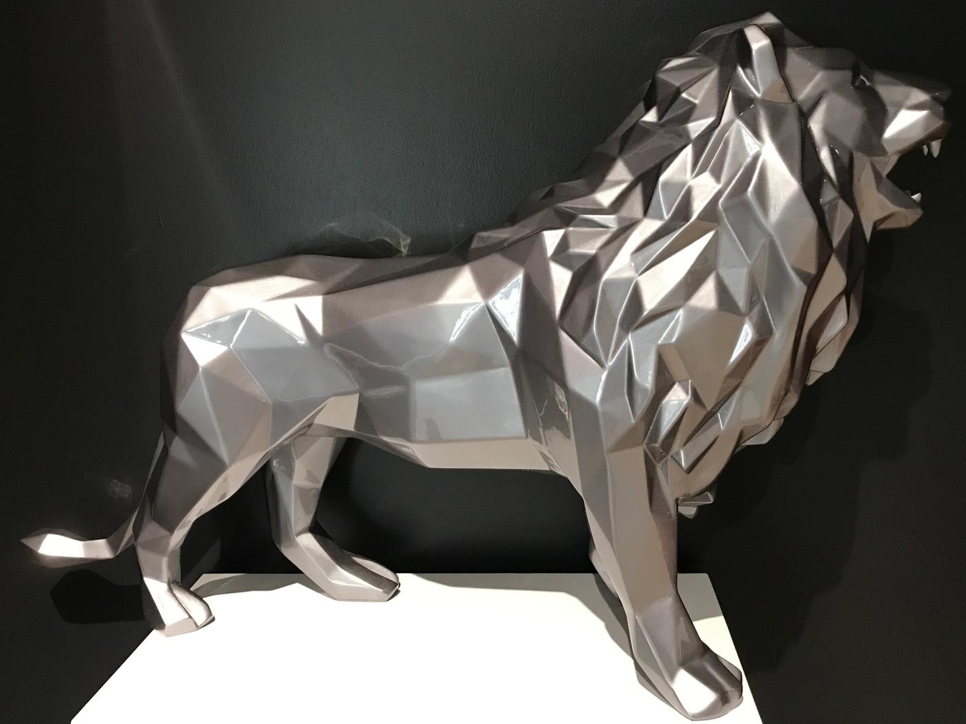 Lion - 80 cm Gris Metal