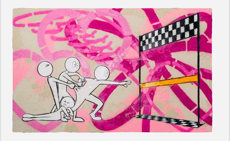 Finish Line pink (Cement on canvas)