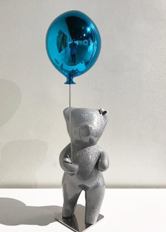 Bubbly Silver Glitter Balloon Turquoise - 6/8