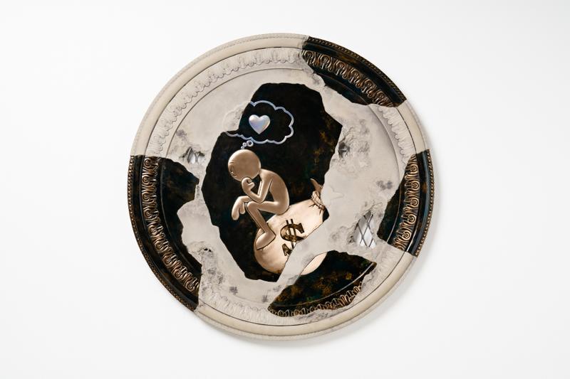 The Thinker - Circle - Cement Plaque