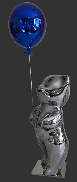 Bubbly Silver Glitter Balloon Blue