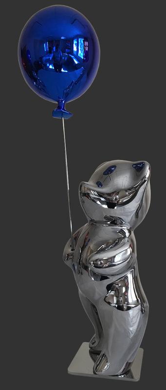 Bubbly Silver Glitter Balloon Blue
