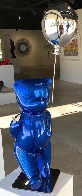 Walking Teddy - Sparkly Blue Glitter w/ Silver Balloon