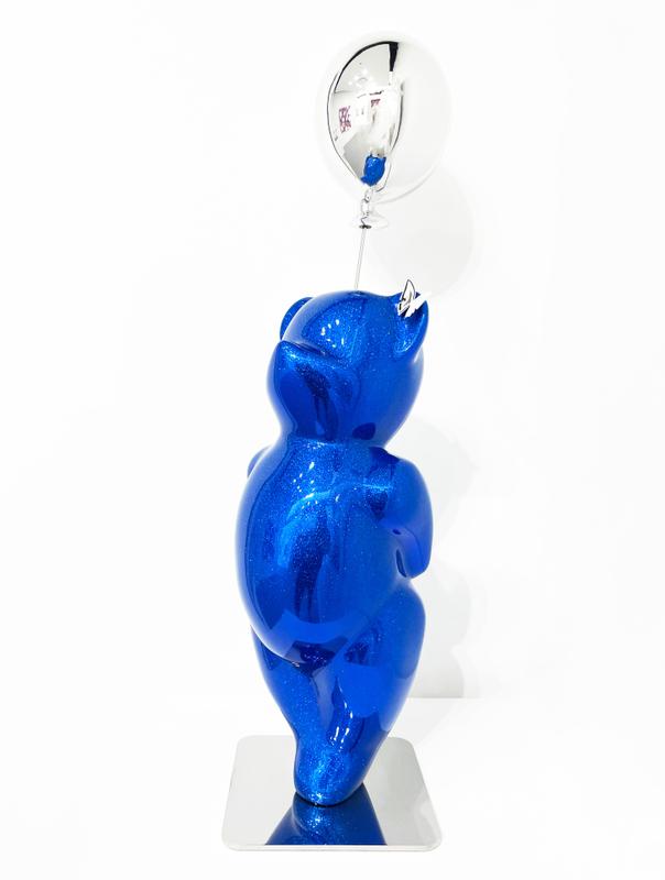 Busy Blue Glitter Balloon Silver