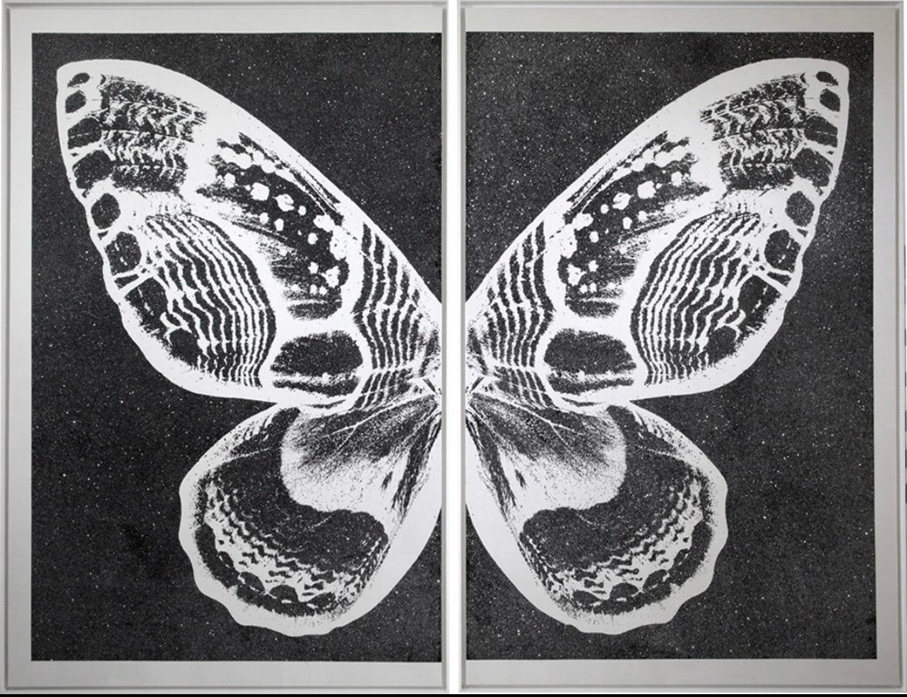 Diptych Hybrid Butterfly I - Silver on Black - AP1/1