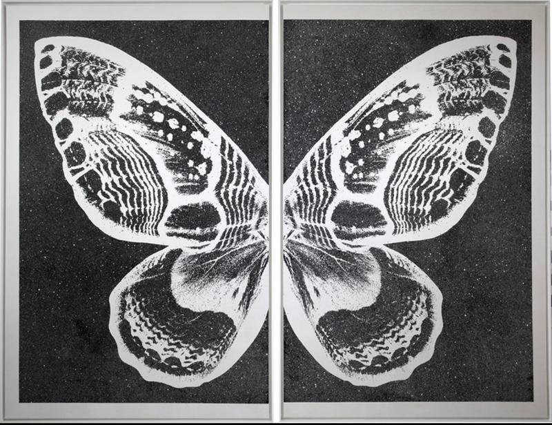 Diptych Hybrid Butterfly I - Silver on Black - AP1/1