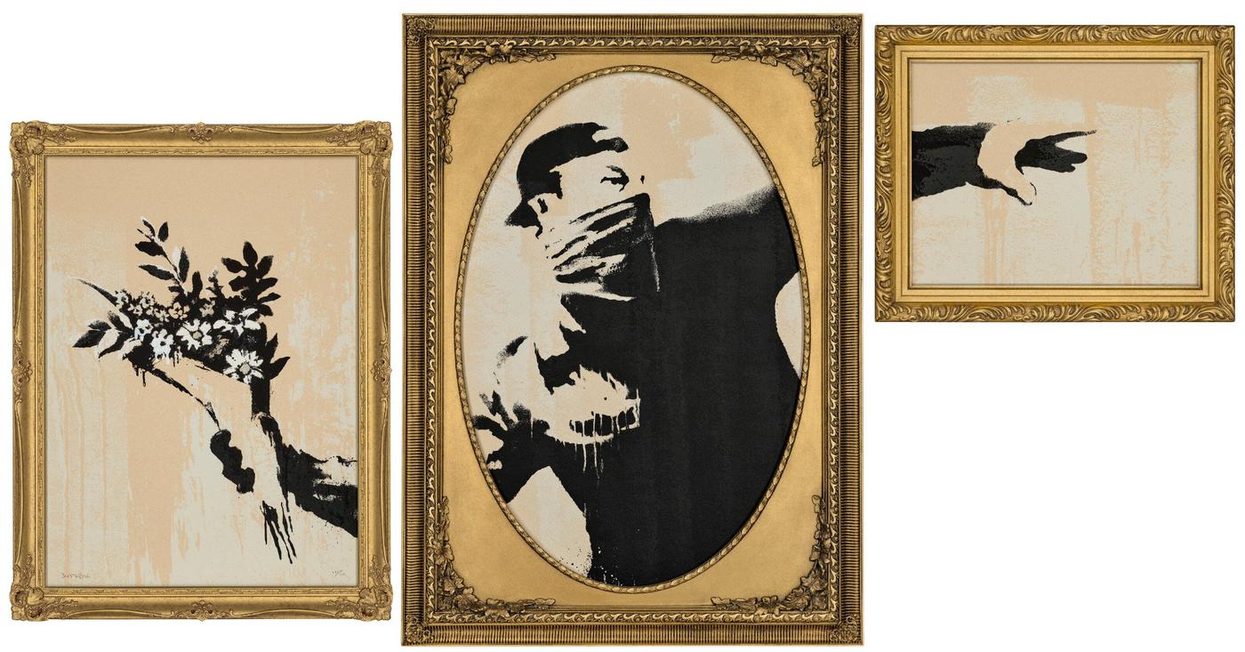 Flower Thrower Triptych (Grey), signed