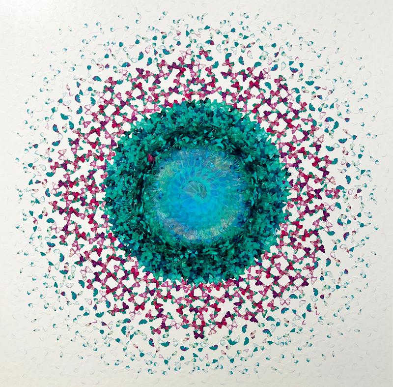 Dreamcatcher Touch Print Green Pink 110cm